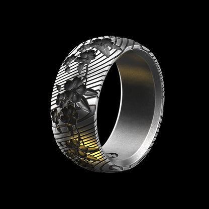 Cherry Blossom Band Sterling Silver