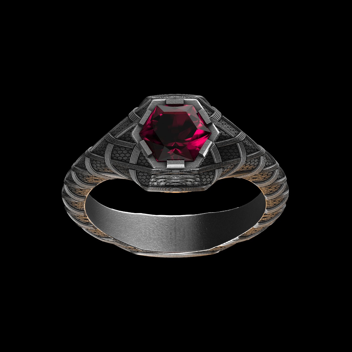 Hexagon Signet.4 Ring