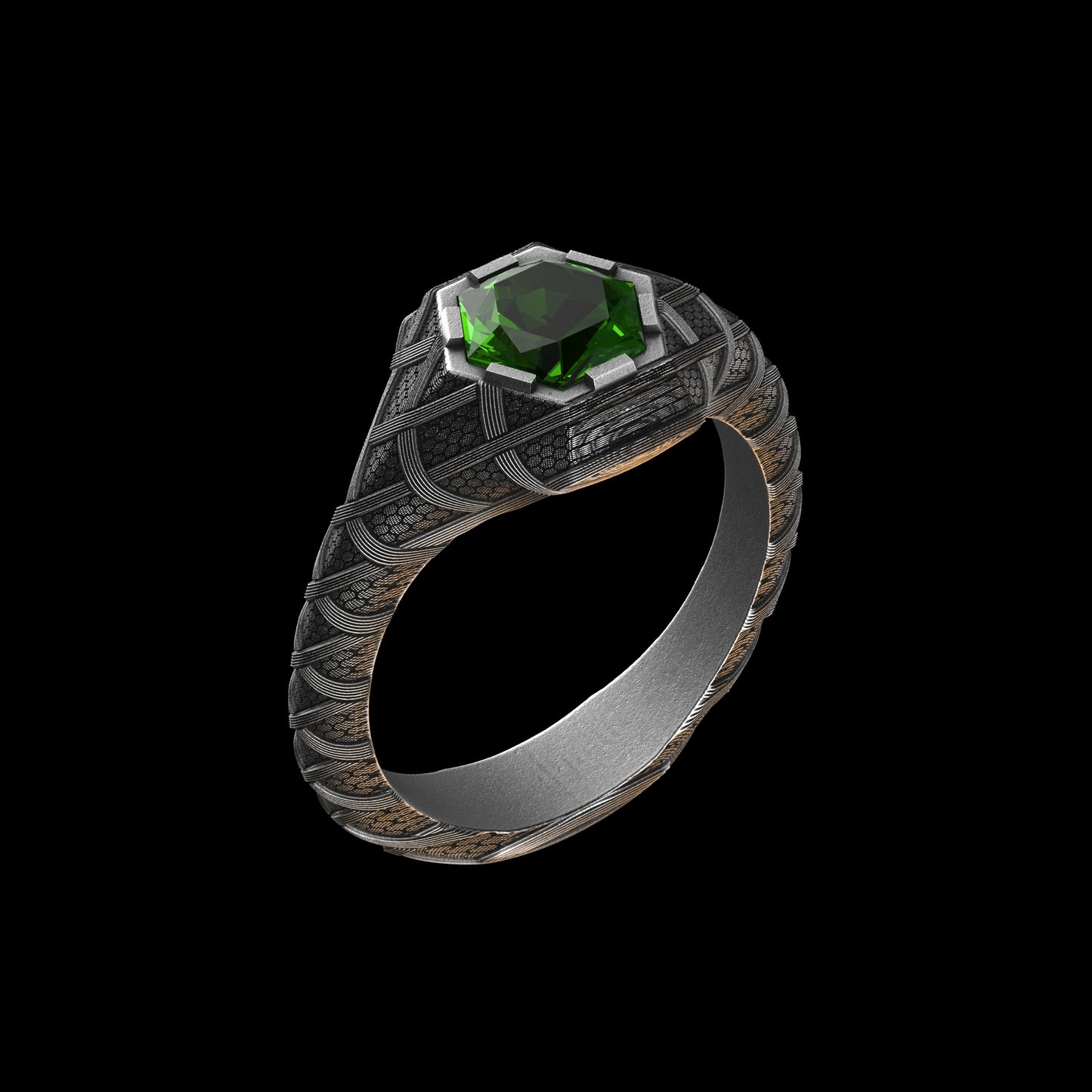 Hexagon Signet.4 Ring