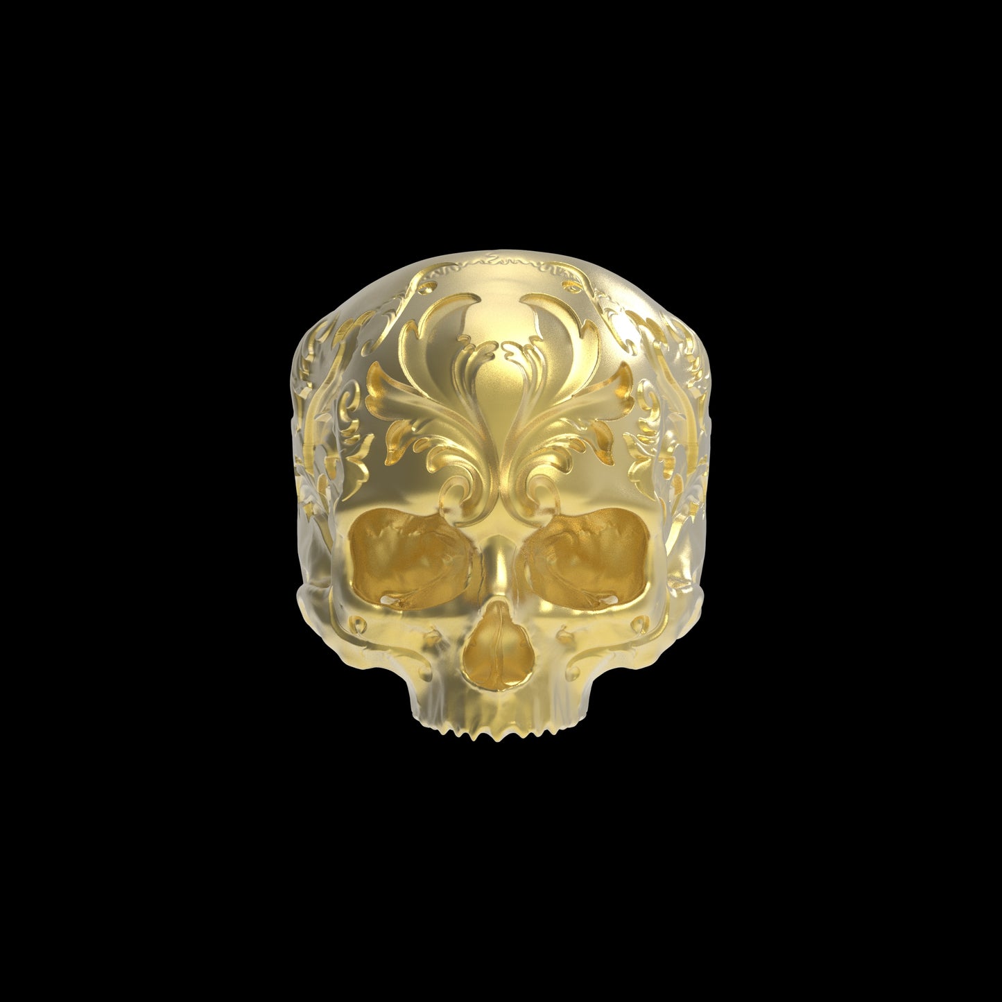 Gold Baroque Skull Ring
