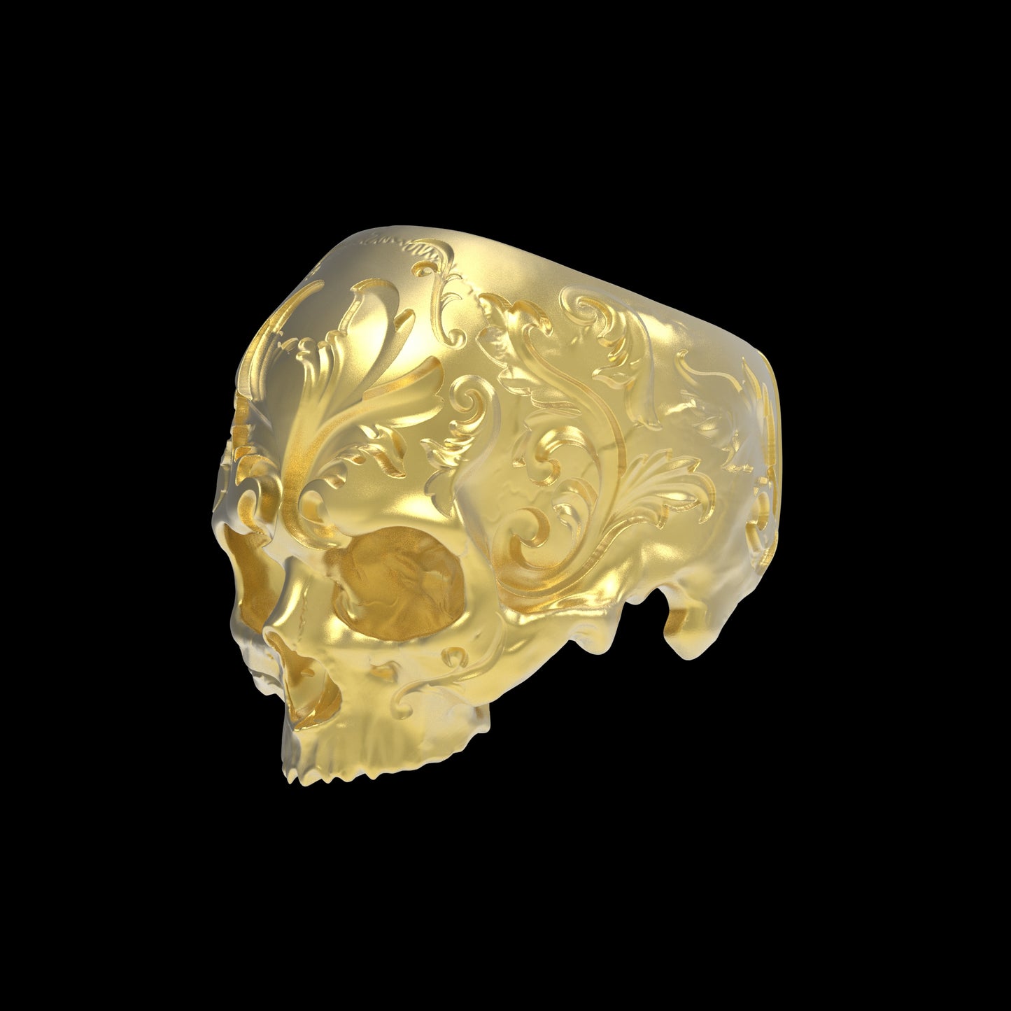 Gold Baroque Skull Ring