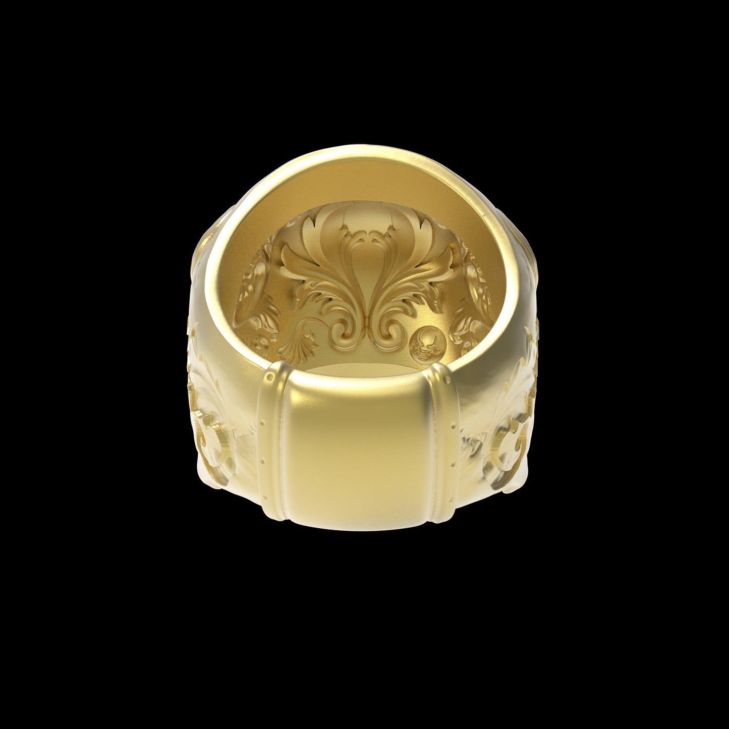 Gold Baroque Skull Ring