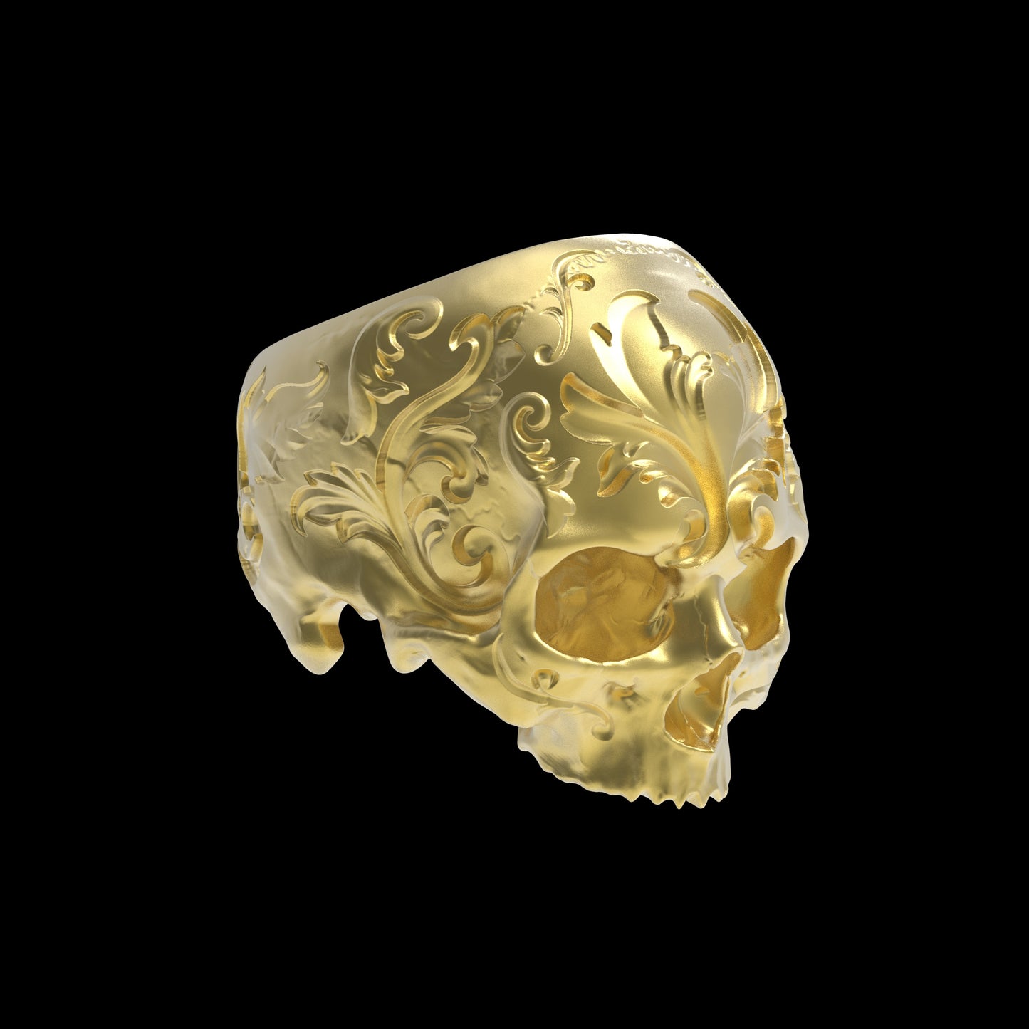 Gold Baroque Skull Ring