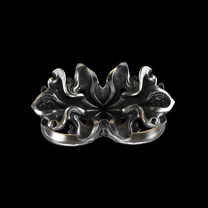 Floral Futura Double-Finger Ring in Sterling Silver