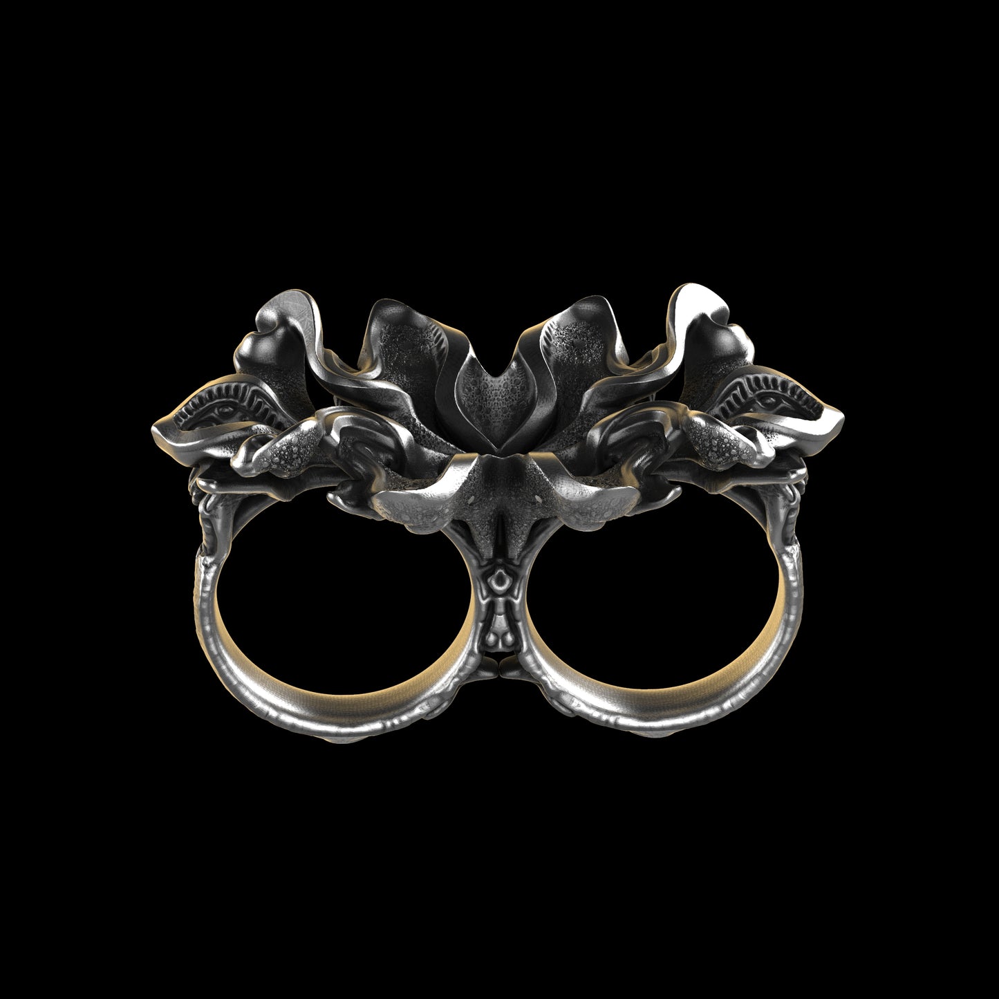 Floral Futura Double Ring Sterling Silver