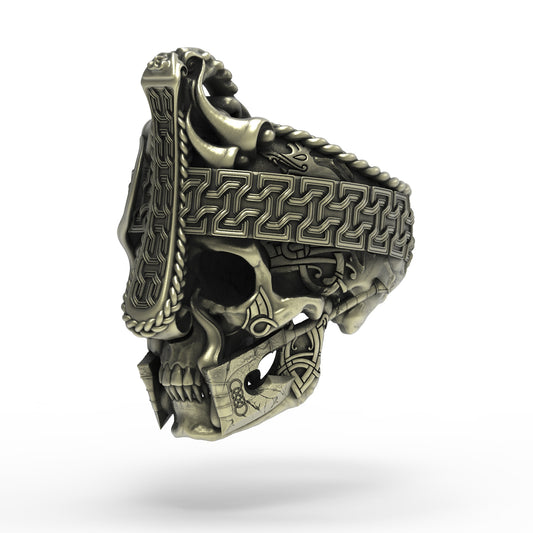 Brass Nordic ViKing Skull Ring