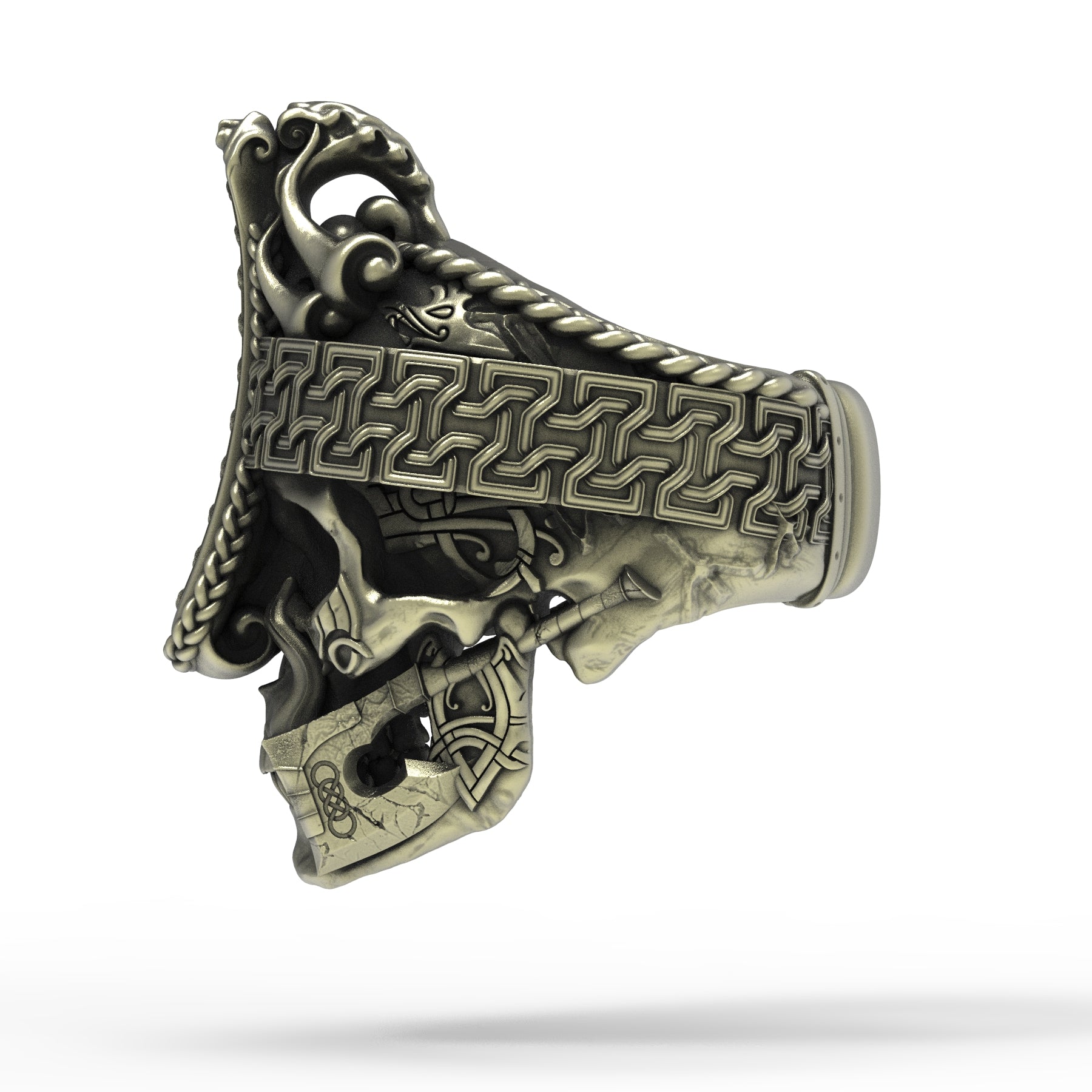 Brass Nordic ViKing Skull Ring Geoff Thomas Designs