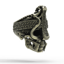 Load image into Gallery viewer, Brass Nordic ViKing Skull Ring