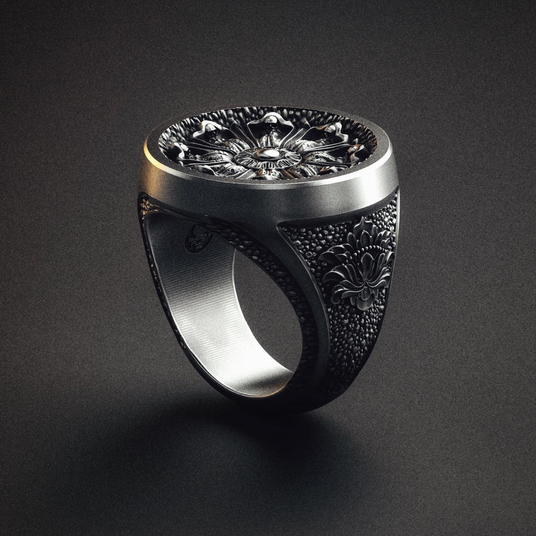 Ornamental Signet Ring Sterling Silver