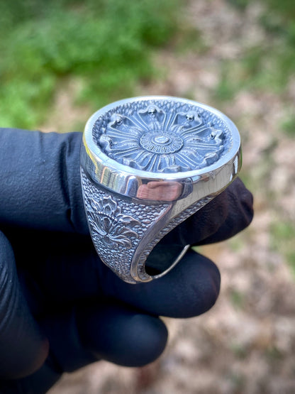 Ornamental Signet Ring Sterling Silver