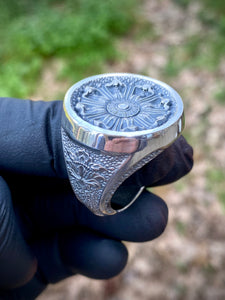 Ornamental Signet Ring Sterling Silver