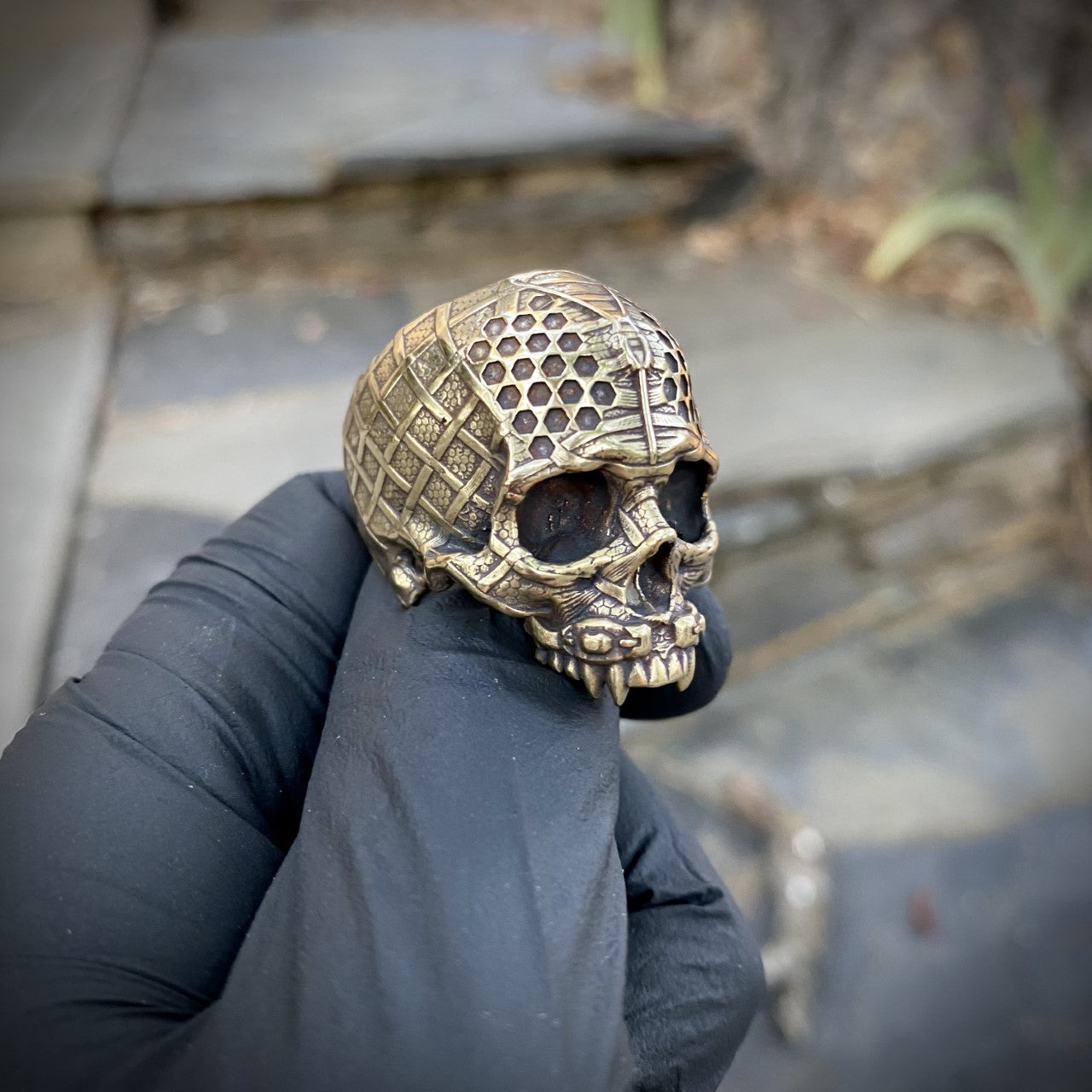 Brass TechSkull.4 Ring