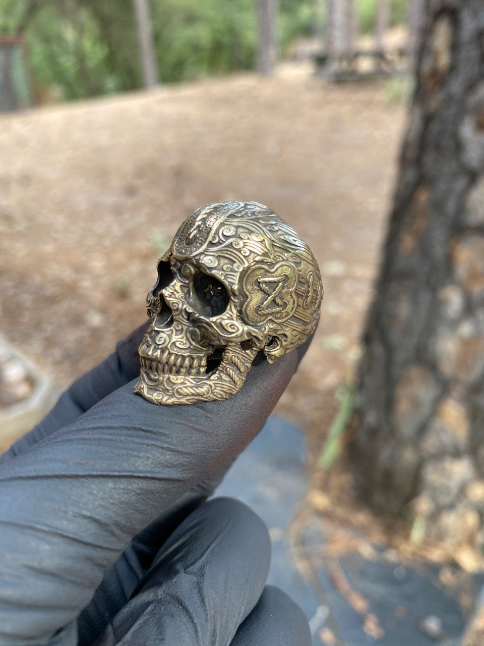 Brass Tied Wind Skull Ring