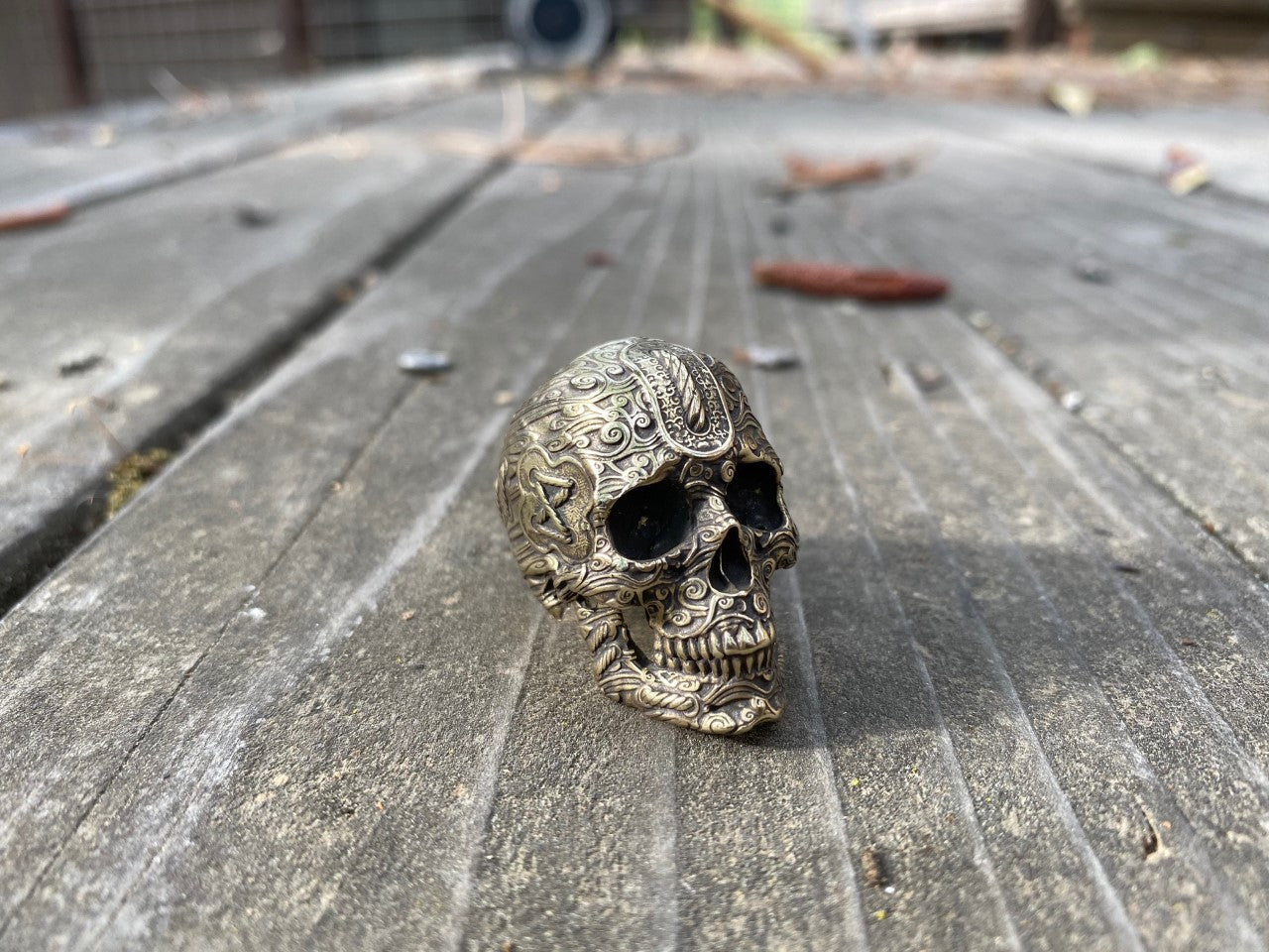 Brass Tied Wind Skull Ring