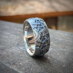 Anillo de flor de cerezo en plata de ley