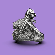 Cargar imagen en el visor de la galería, Anillo de piedra preciosa de tigresa floral de ley