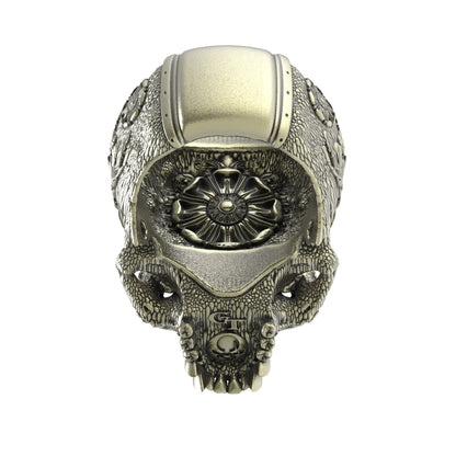 Brass Ornamental Skull Ring