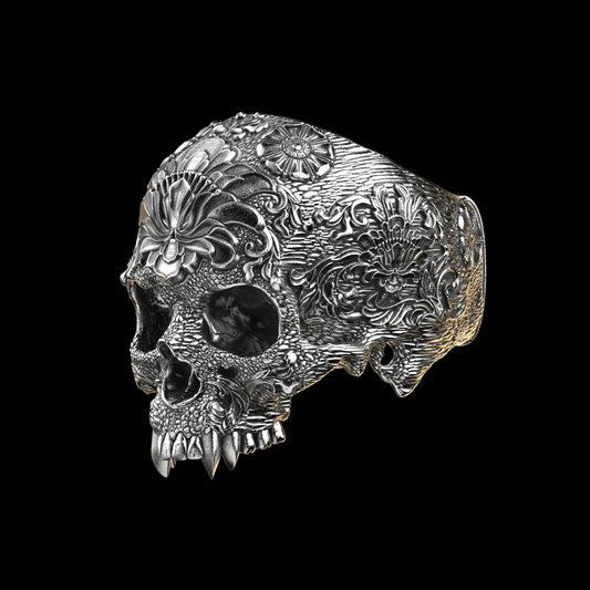 Ornamental Skull Ring 1 Sterling Silver