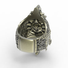 Cargar imagen en el visor de la galería, Anillo de calavera con cincel de bronce