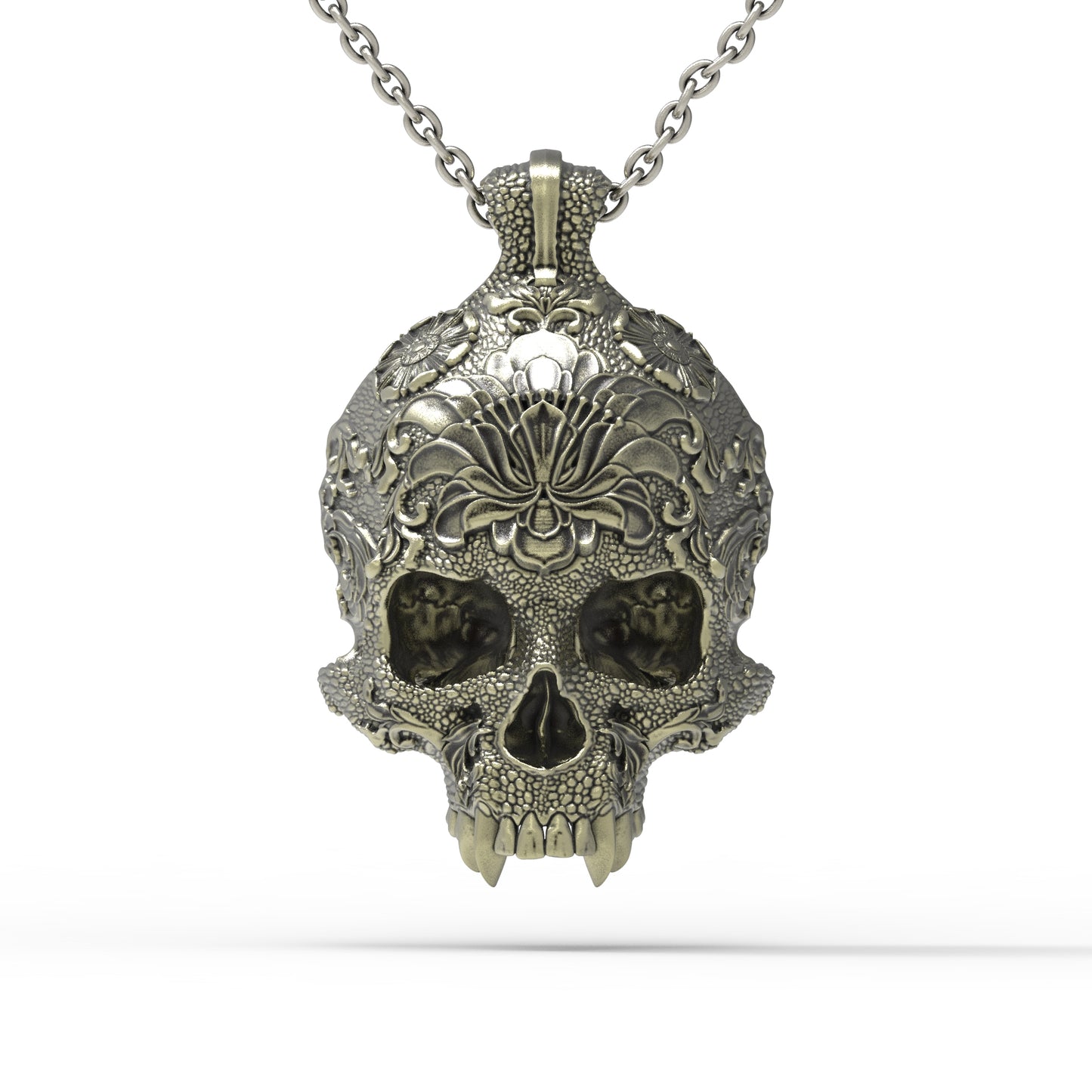 Brass Ornamental Skull Pendant