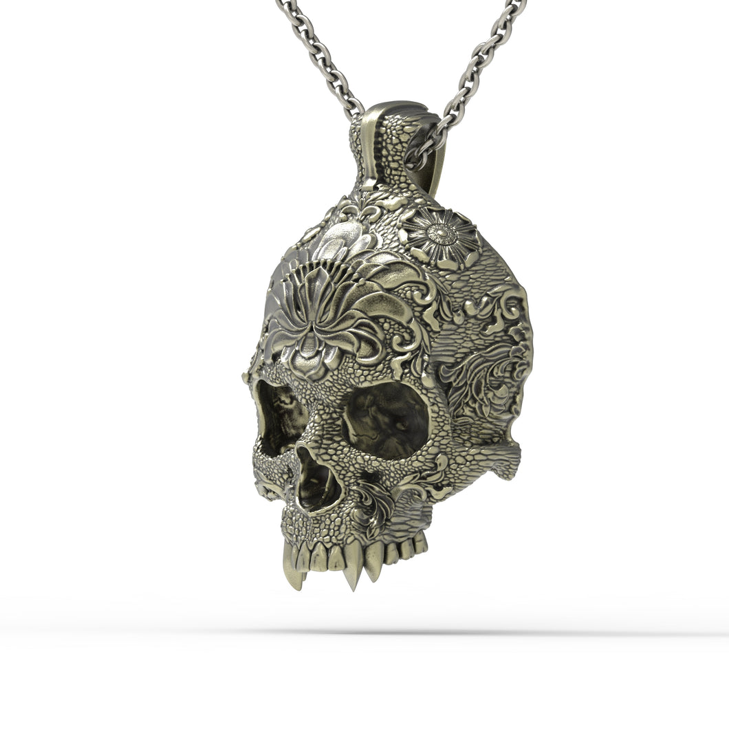 Bronze Ornamental Skull Pendant