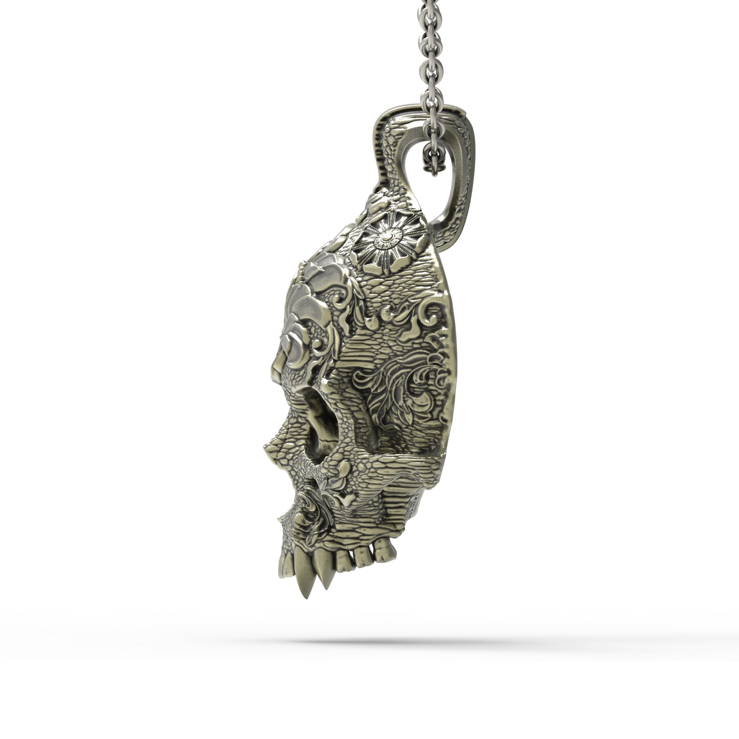 Brass Ornamental Skull Pendant