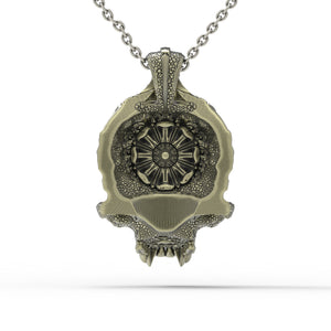 Bronze Ornamental Skull Pendant