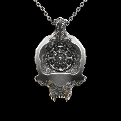 Ornamental Skull Sterling Pendant