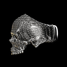 Load image into Gallery viewer, Ripple Skull Ring Sterling Silver