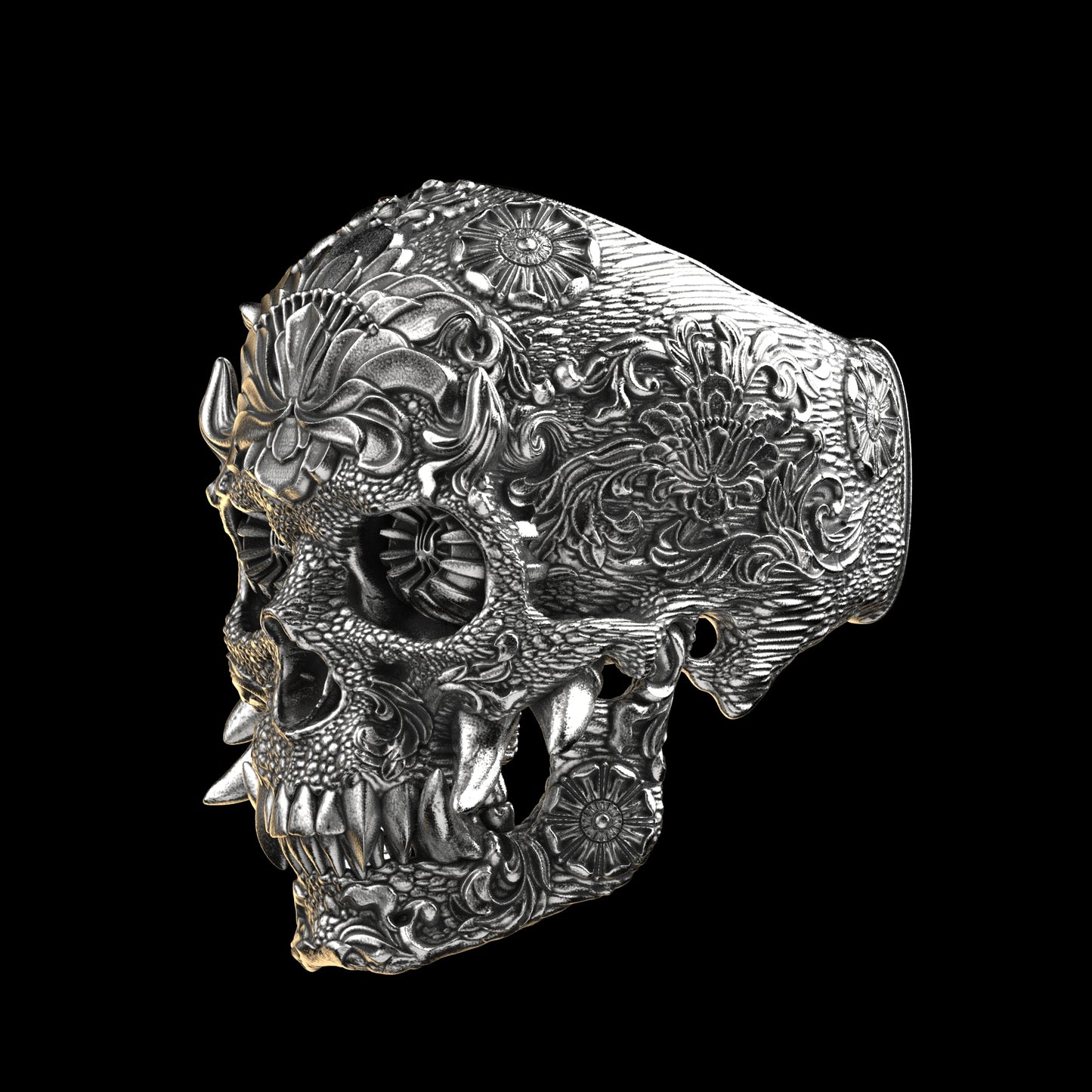 Oni Skull Ring Sterling