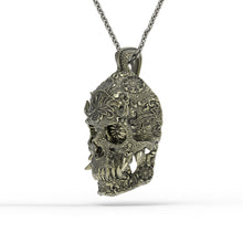 Load image into Gallery viewer, Bronze Oni Skull Pendant