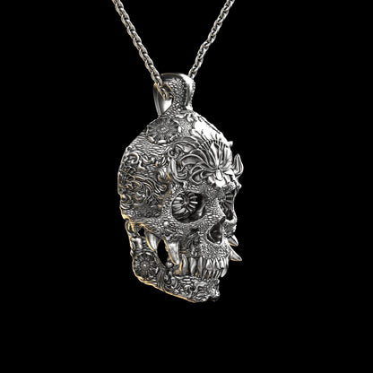 Oni Skull Sterling Pendant