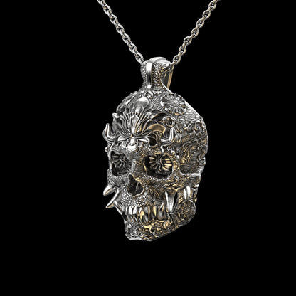 Oni Skull Sterling Pendant