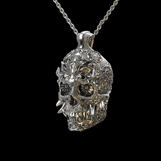 Oni Skull Pendant Sterling