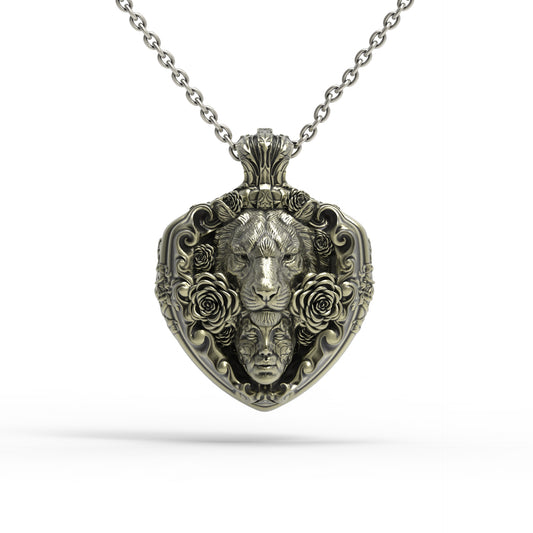 Brass Floral Tigress Pendant