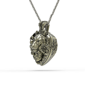 Bronze Floral Tigress Pendant