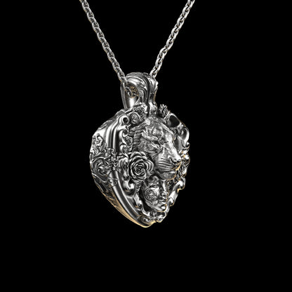 Floral Tigress Sterling Pendant