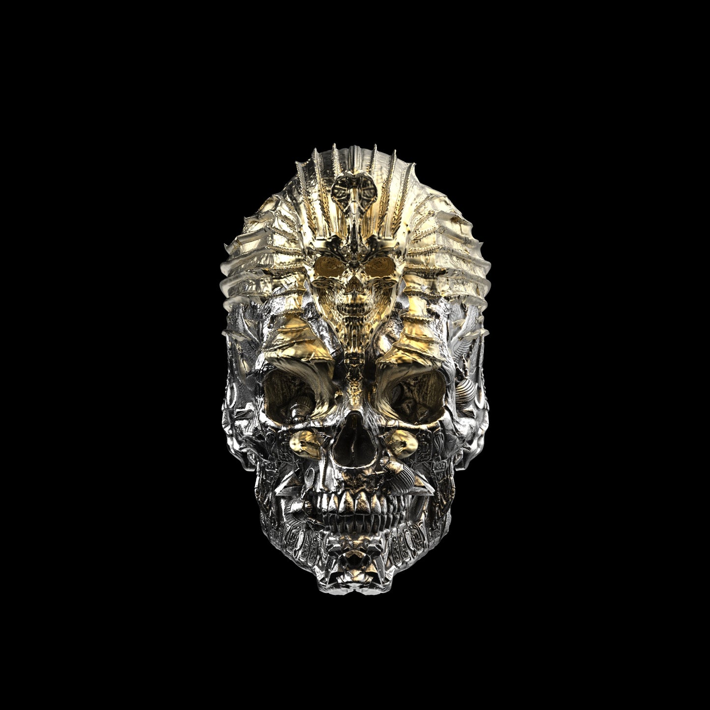 Anillo de calavera de Egipto FT/GT Collab Versión de máscara dorada