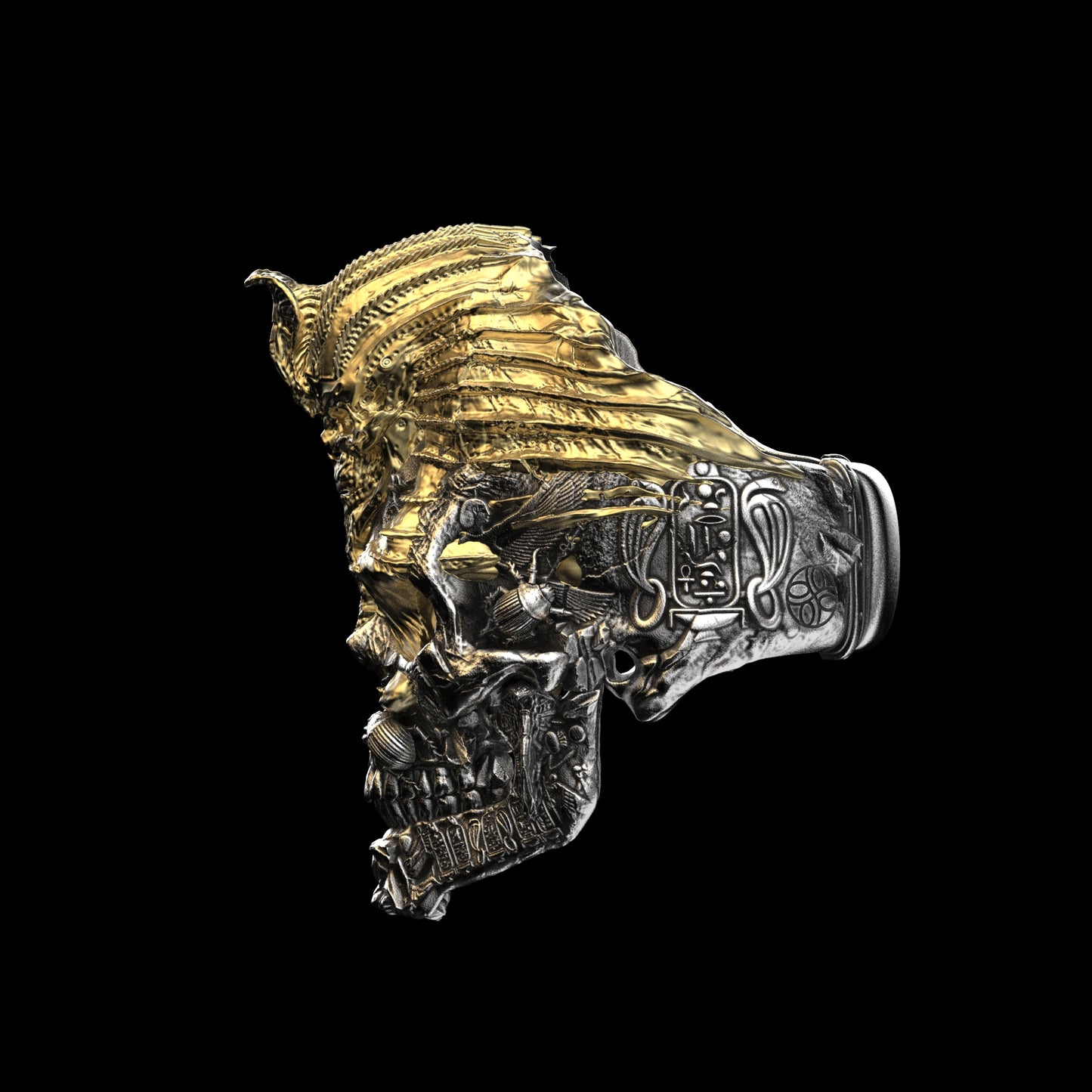 Anillo de calavera de Egipto FT/GT Collab Versión de máscara dorada