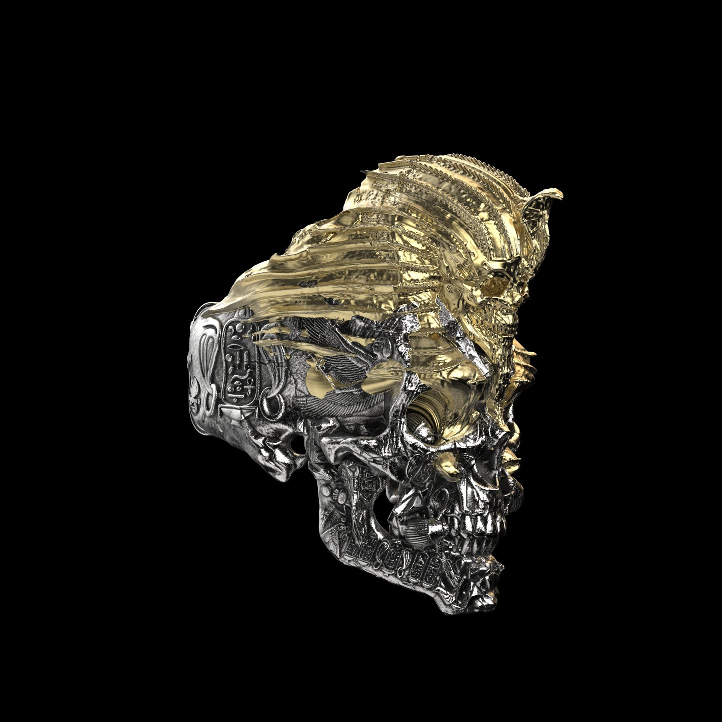 Anillo de calavera de Egipto FT/GT Collab Versión de máscara dorada