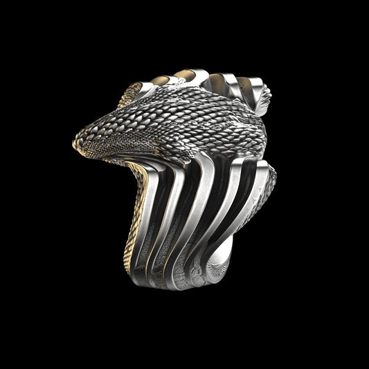 Size 10 Vented Cobra Ring Sterling In Stock