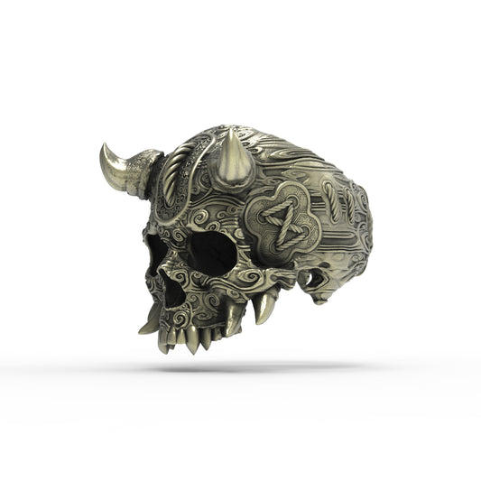 Brass Horned Oni Ring