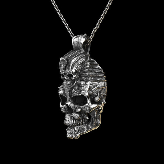 Colgante de calavera egipcia en plata de ley