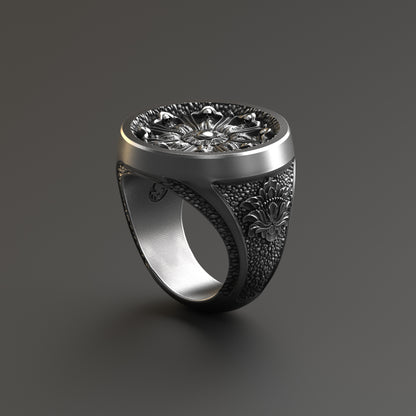 Ornamental Signet Ring Sterling Silver