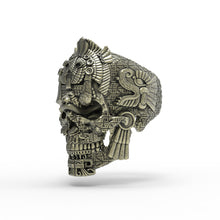 Cargar imagen en el visor de la galería, Anillo de calavera meso de bronce