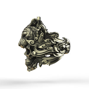 Brass Tiger Skull Ring