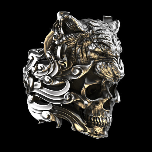 Tiger Skull Sterling Silver