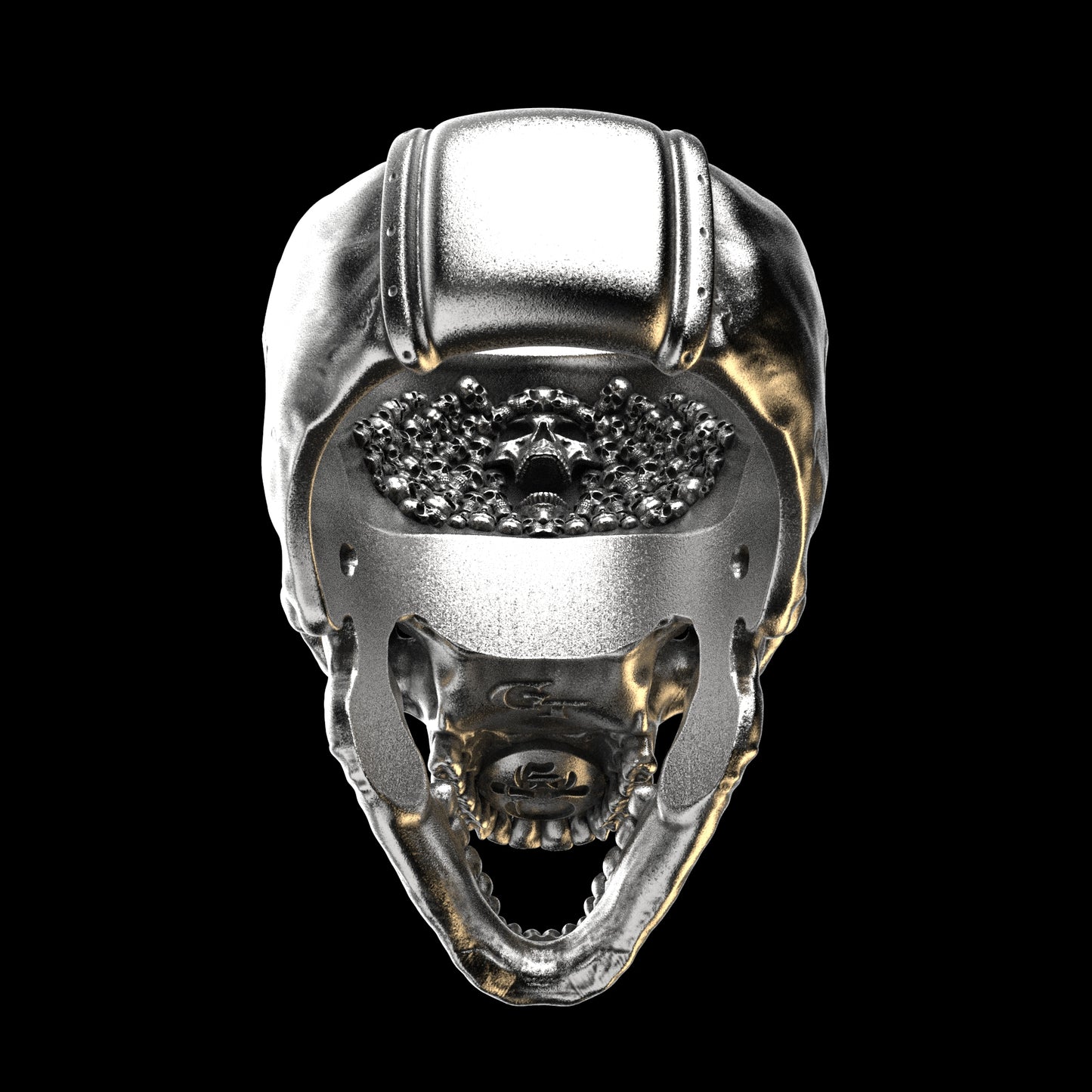 Anillo de calavera anatómico de mandíbula abierta (SIA) de ley