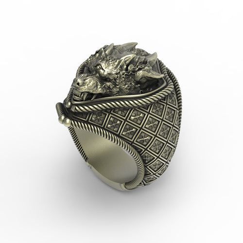 Brass Wolf Shaman Ring