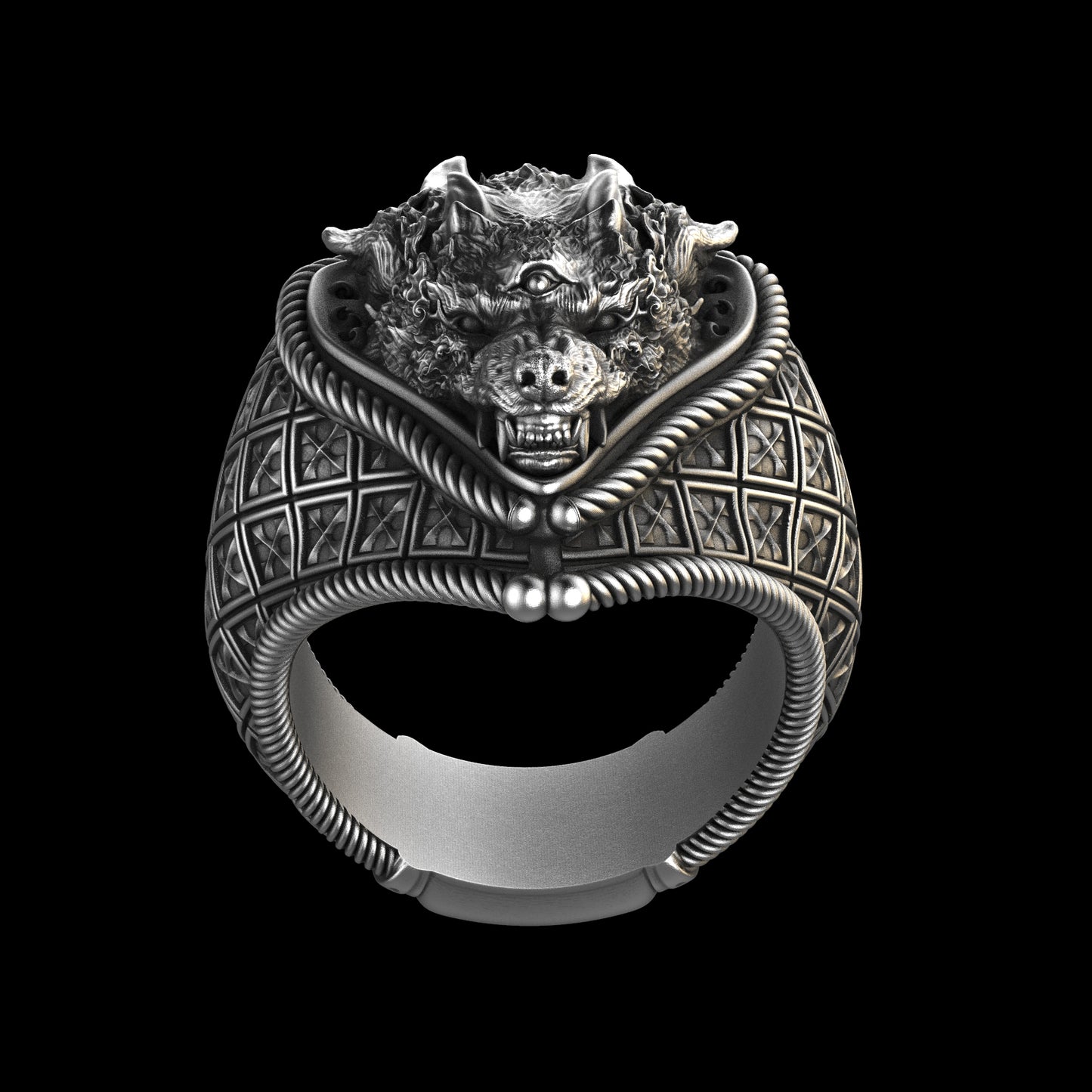 Anillo chamán lobo plata de ley